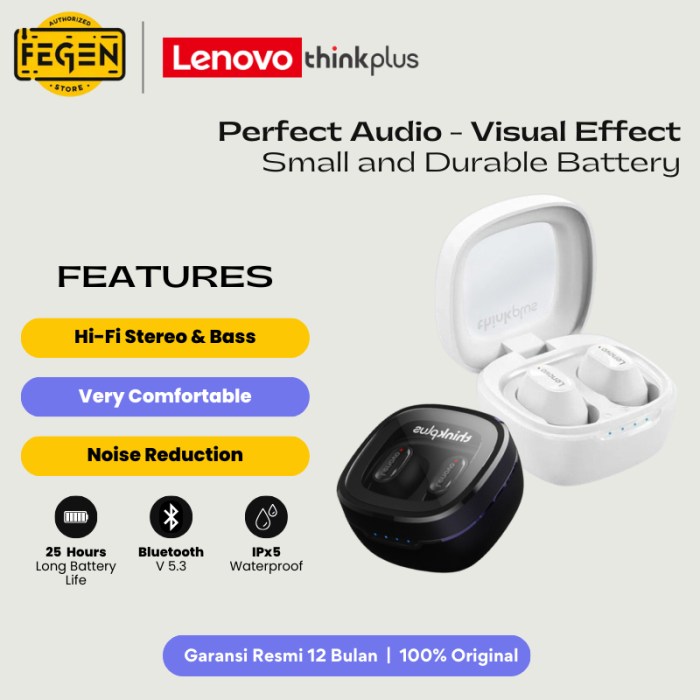 Jual Lenovo thinkplus XT62 True Wireless Earphone Bluetooth 5.3 ...
